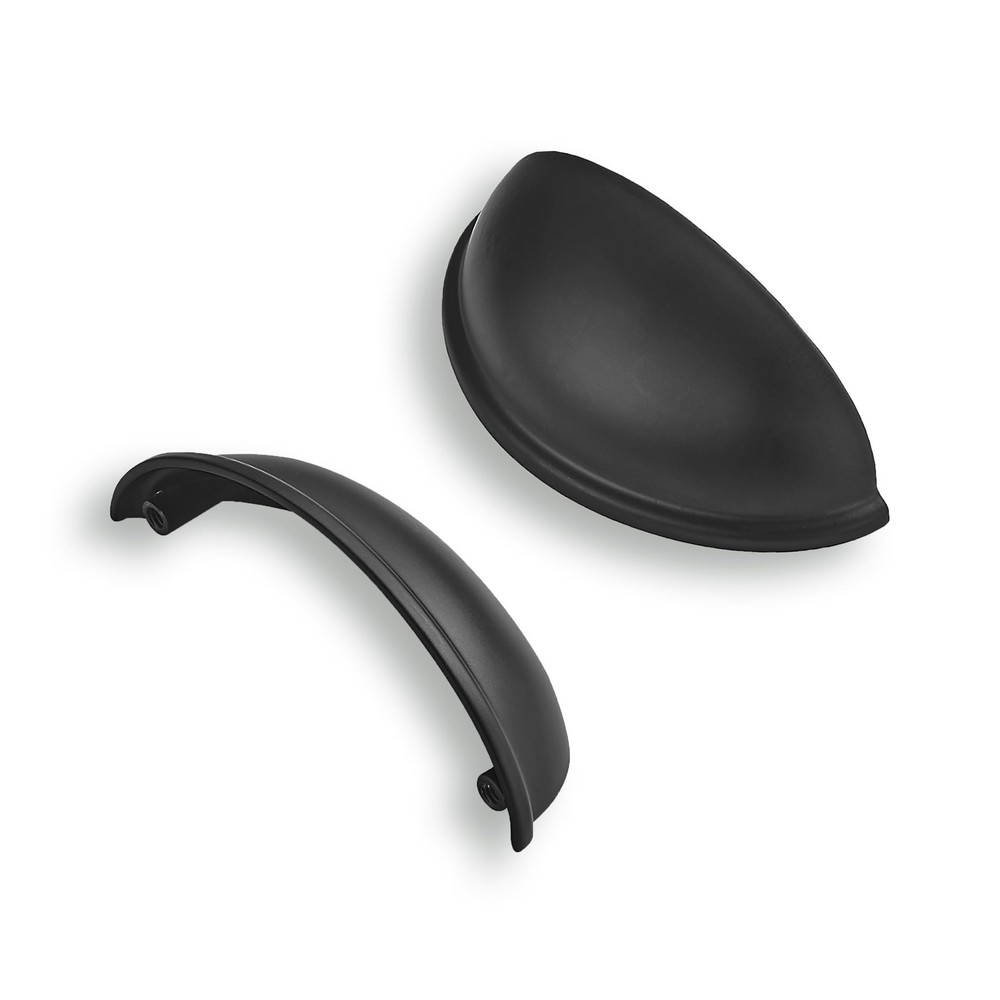 "3"" Drawer Pulls Matte Black Cabinet Handles Cup Pulls Hardware 10 Pack"