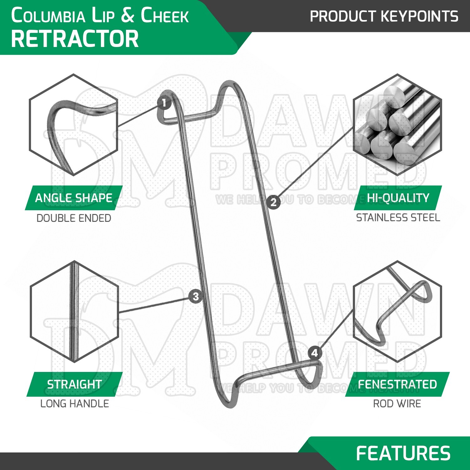 6 Pcs Columbia Lip Cheek Retractor 5.5" Dental Mouth Opener Orthodontic German G
