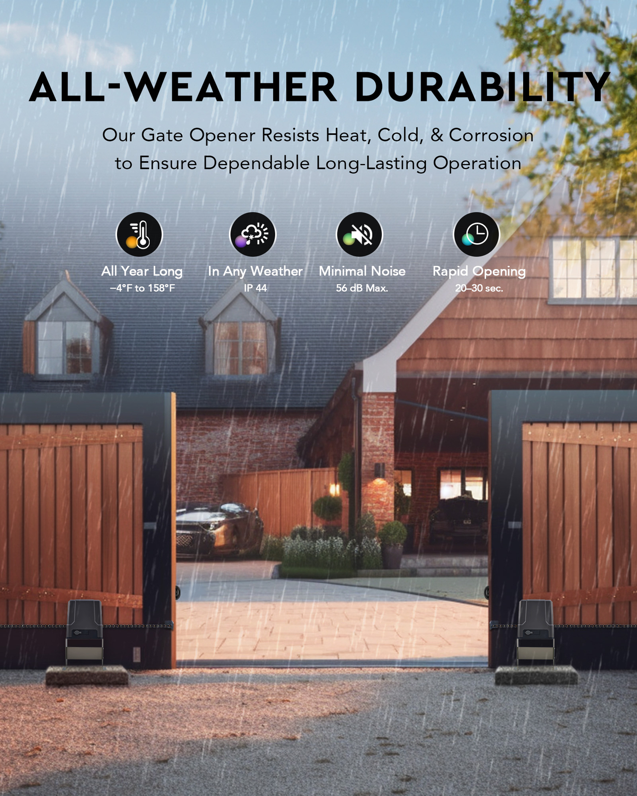 CO-Z Sliding Gate Opener Kit with Solar Panel Remotes for 1800lb 40ft Home Gates