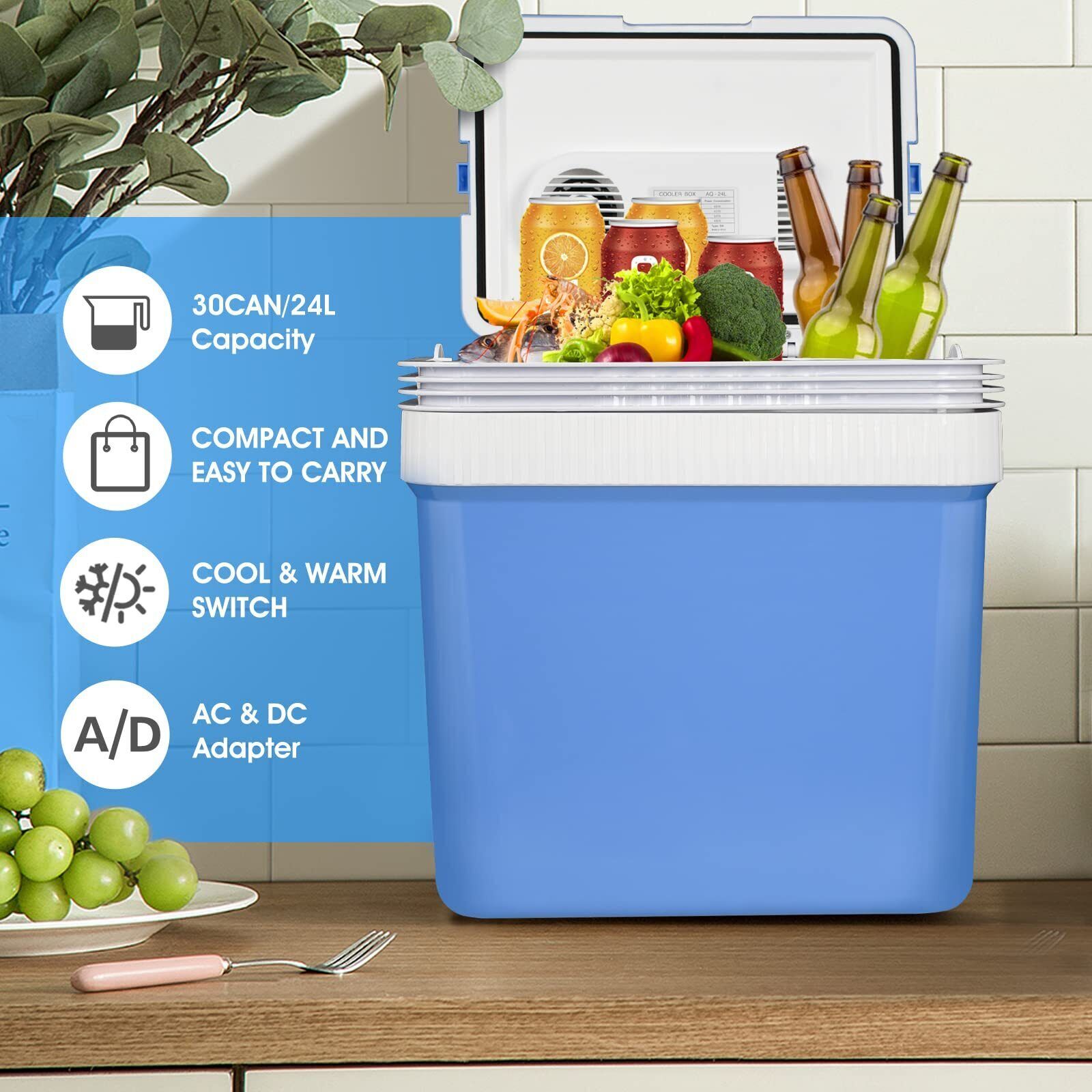 24L Electric Cooler Warmer Portable Car Fridge Refrigerator Camping Mini Freezer