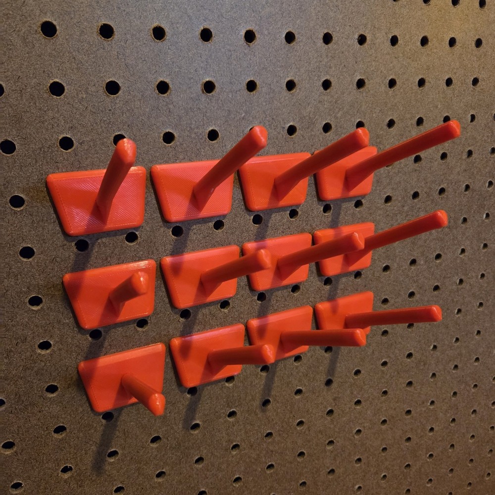 Peg Board Hooks Red Straight Angle LRG Hook x12 NUPEG