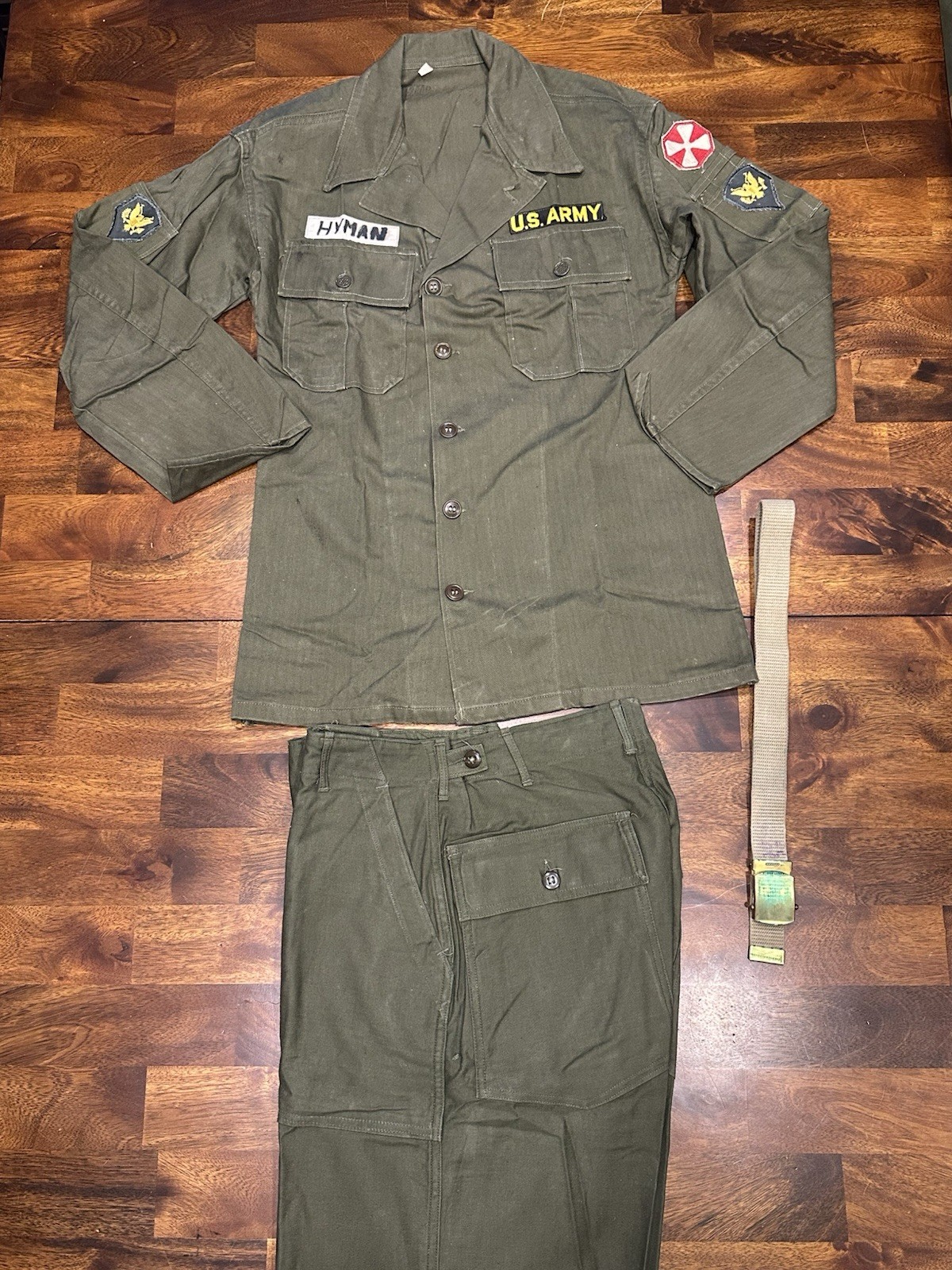 Korean War Era Fatigues HBT Herringbone Twill Shirt + Cotton OG 107 Trousers