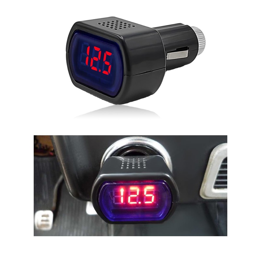 Yourkar Car LED Voltmeter, DC 12V 24V Battery Voltage Digital Panel Meter, Ba...