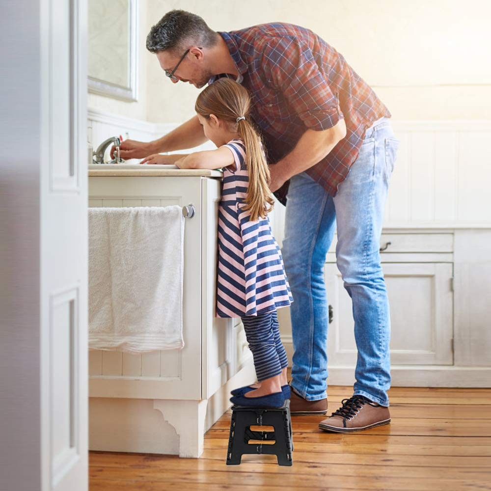 ACSTEP Folding Step Stool 9in Kids Tall Step Stool 300lb Plastic Foldable Non-Sl