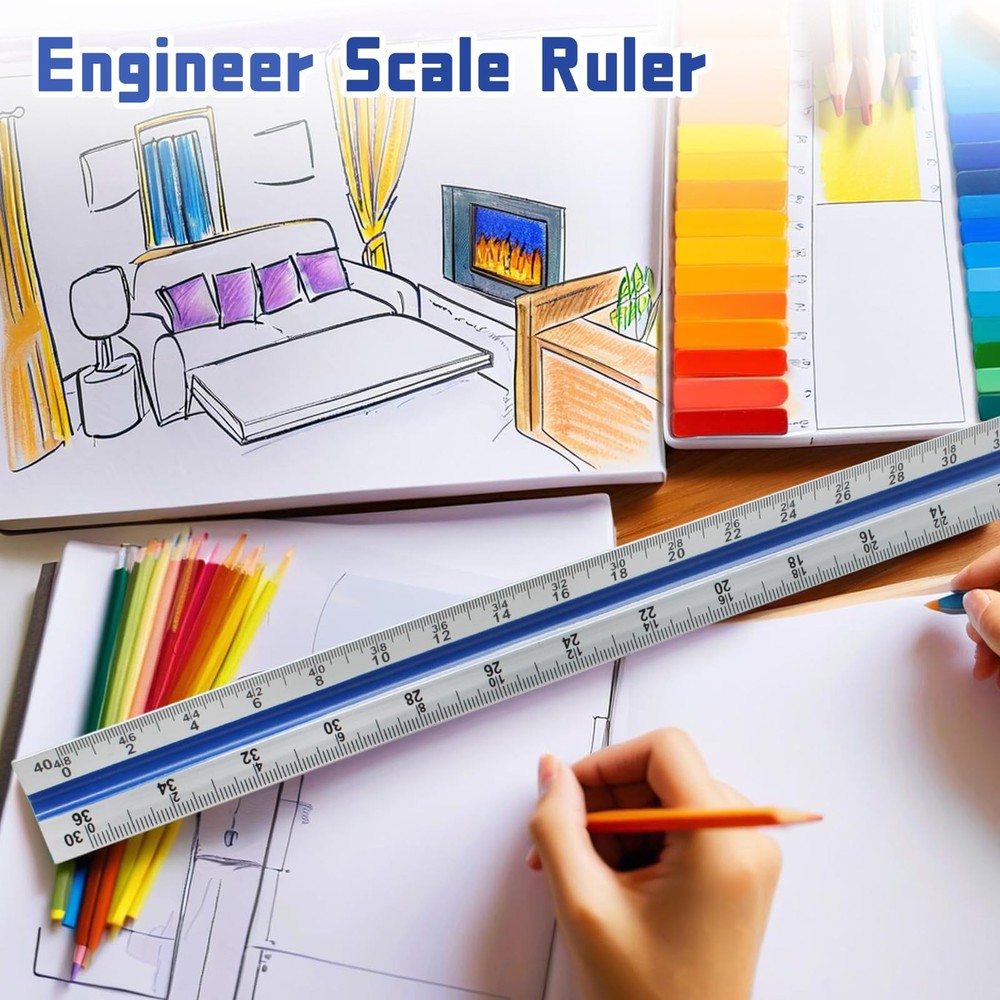 Biaungdo 3 Pack Architectural and Engineer Scale Ruler Set, 12 Inch Silver