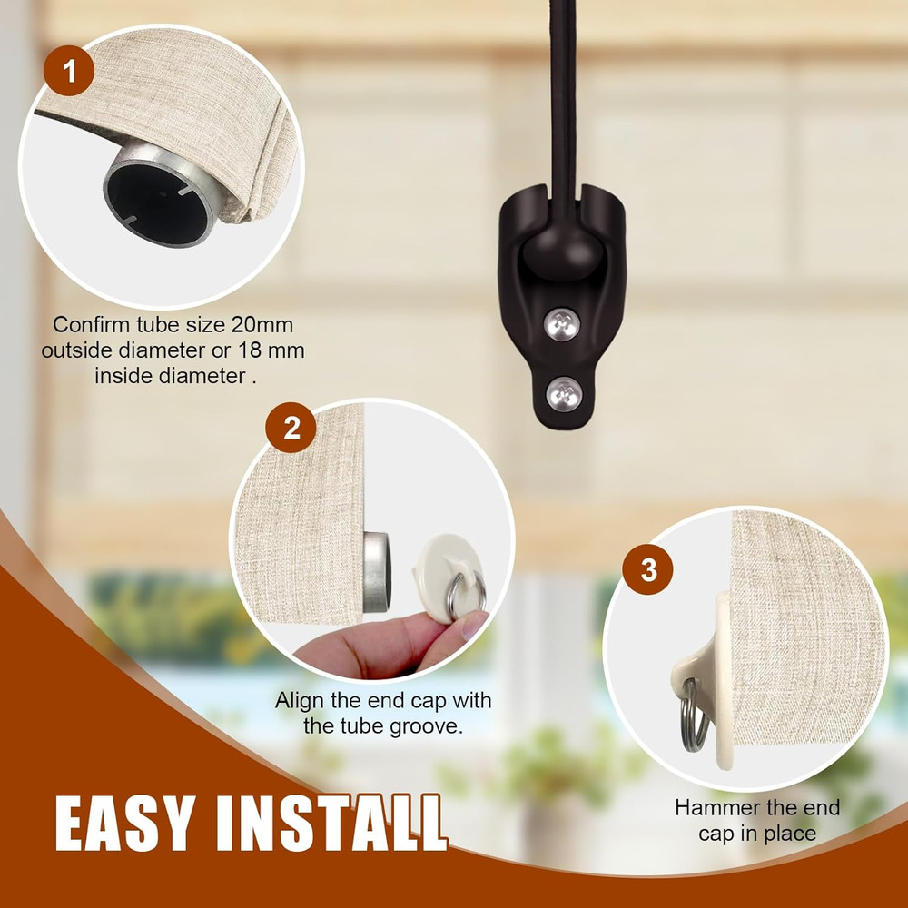 Coolaroo Replacement Roller Shade Hardware Bungee Kit EndCap TieDowns Outdr Set1