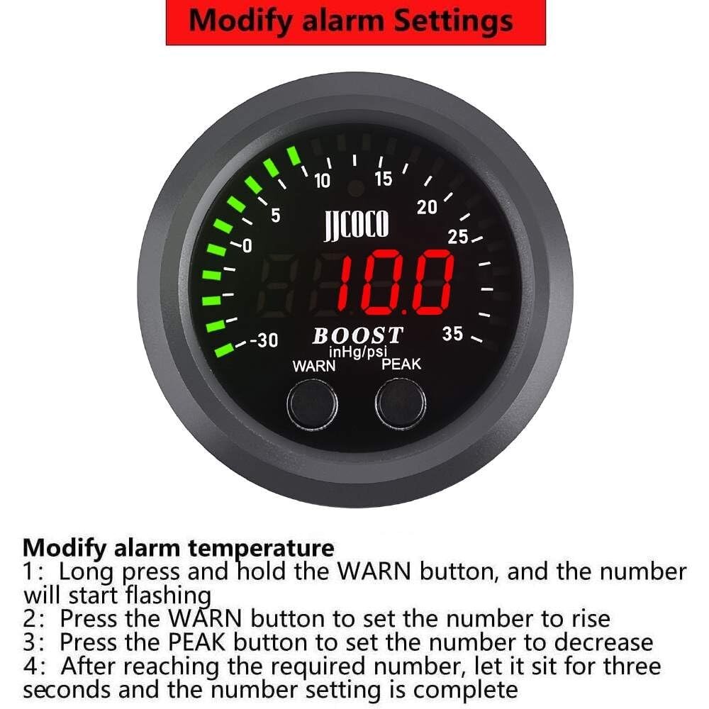 Ultra-Thin Vacuum Gauge Digital -30in/Hg-35psi Turbo Boost Gauge12V-24V CD