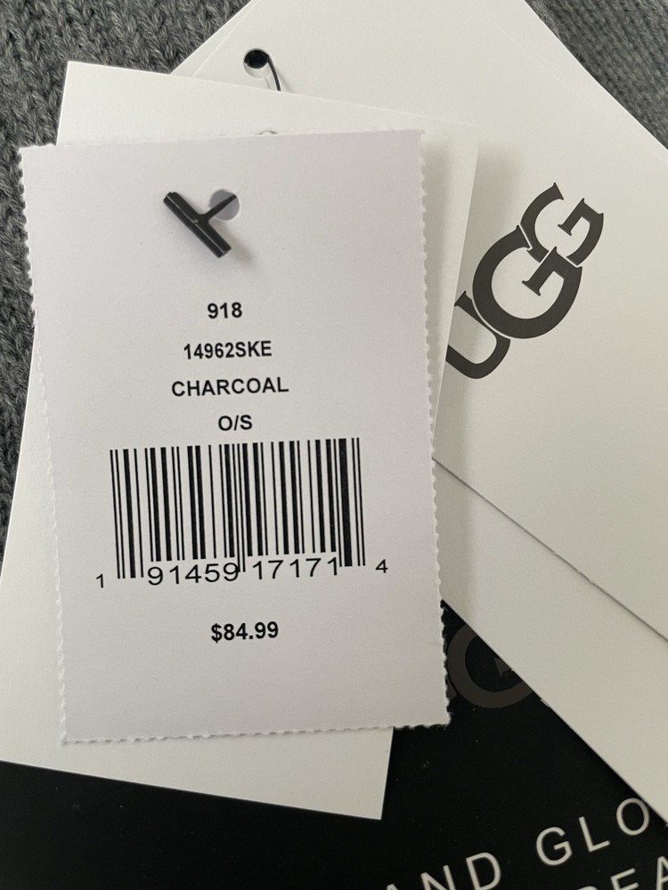 NWT UGG Australia 2-Piece Hat & Tech Gloves Set Charcoal