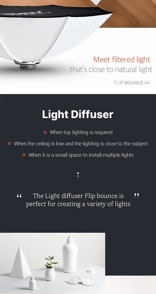 SMDV FLIP BOUNCE 44/Studio Photography Light Diffuser Ceiling Reflector Soft-box