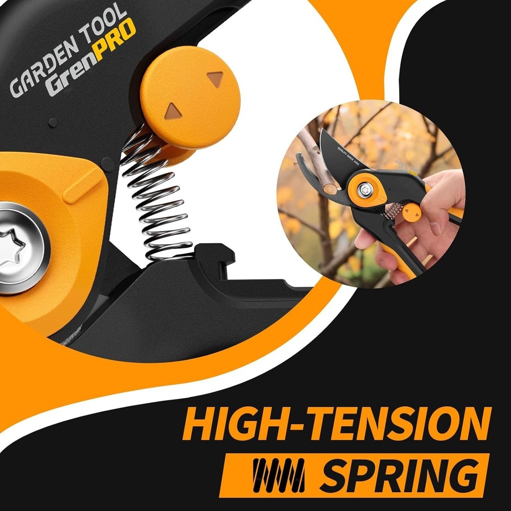 Rust-Resistant Bypass Pruning Shears - Adjustable Dual-Grip & Easy Handling