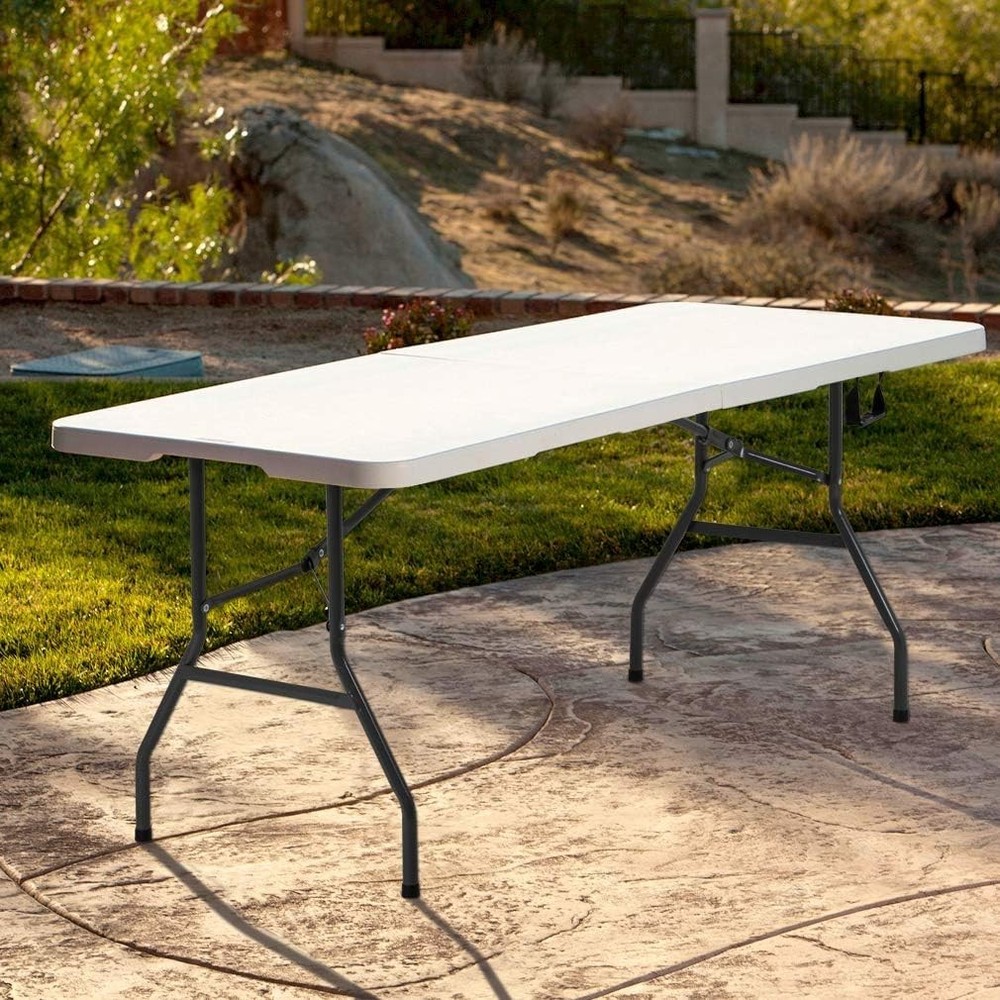6FT Folding Picnic Table, Portable Plastic Camping Table for Party Events, White