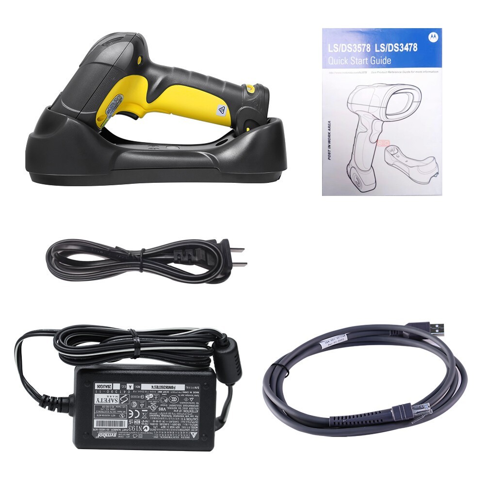 Symbol DS3578-SR2F005WR Wireless 2D Handheld Barcode Scanner Cable +Cradle New
