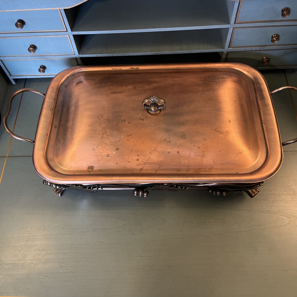 MARINEX Brazil, Glass & Copper Rectangular Buffet, Casserole Dish Serving Tray