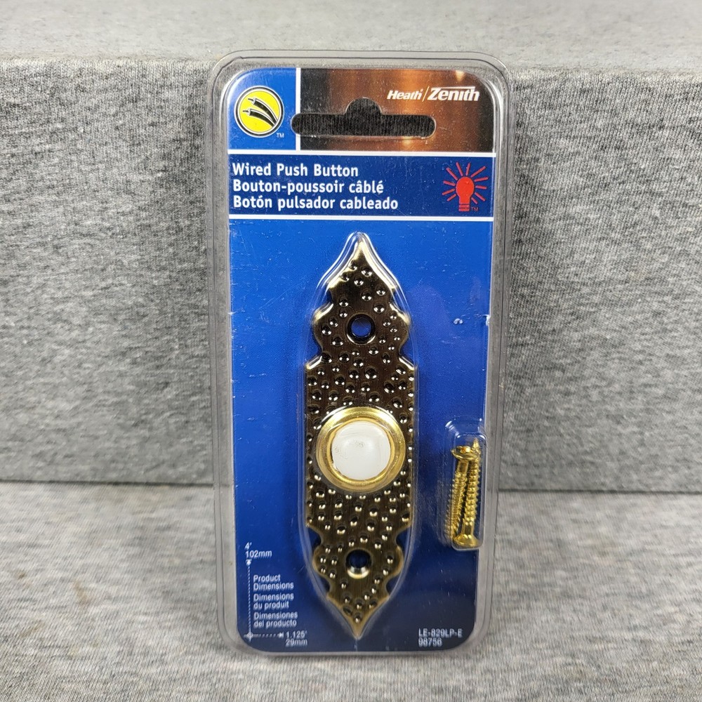 Zenith Heath LE-829LP-E Brass Lighted Wired Push Button