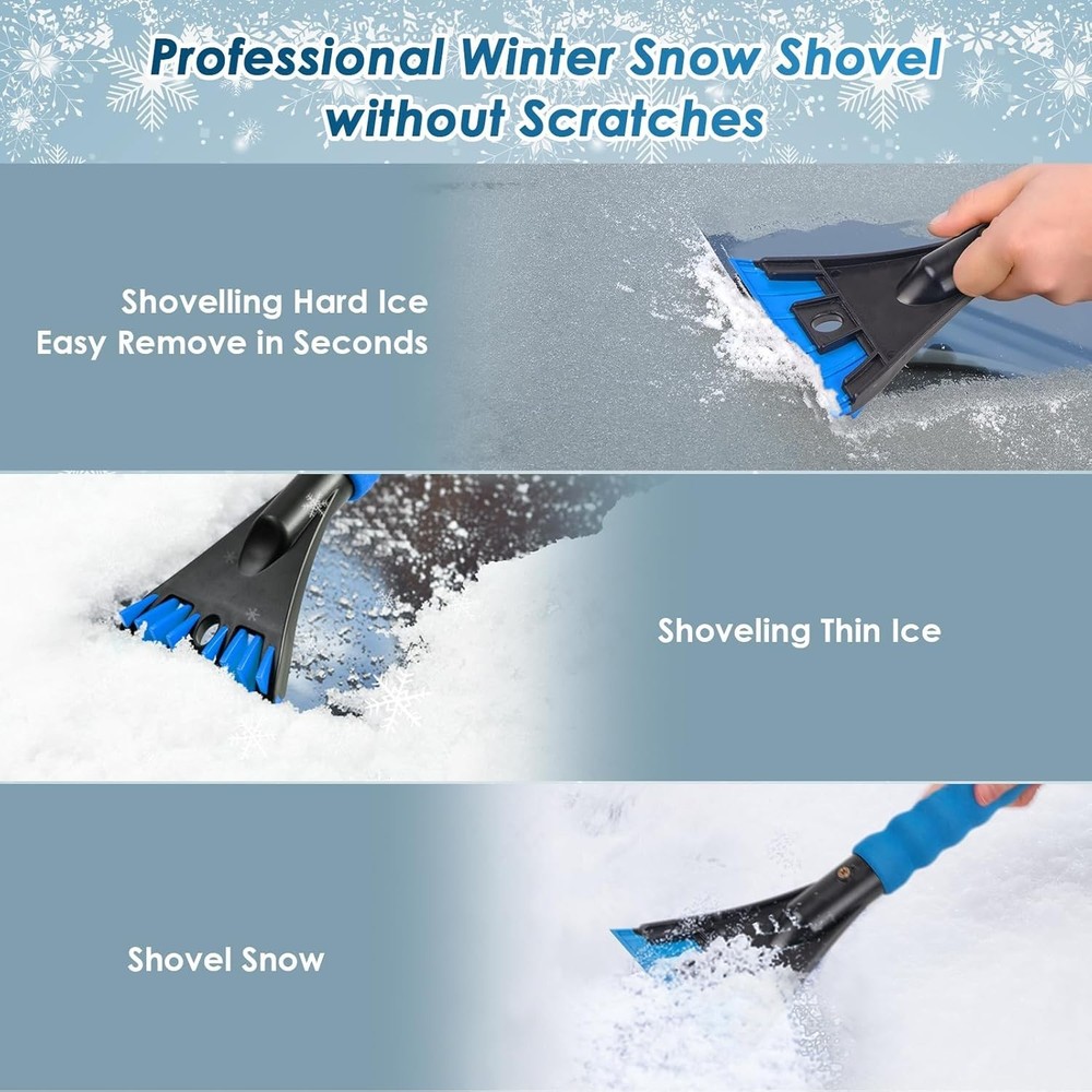 Ice Scraper for Car Windscreen 2 PCS No Scratch Dual-Edge Functionality
