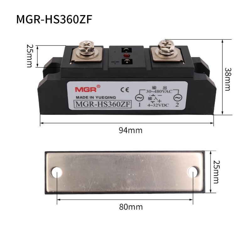 60A-400A SSR Industrial Solid State Relay Module DC Control AC 4-32CDC 30-480VAC