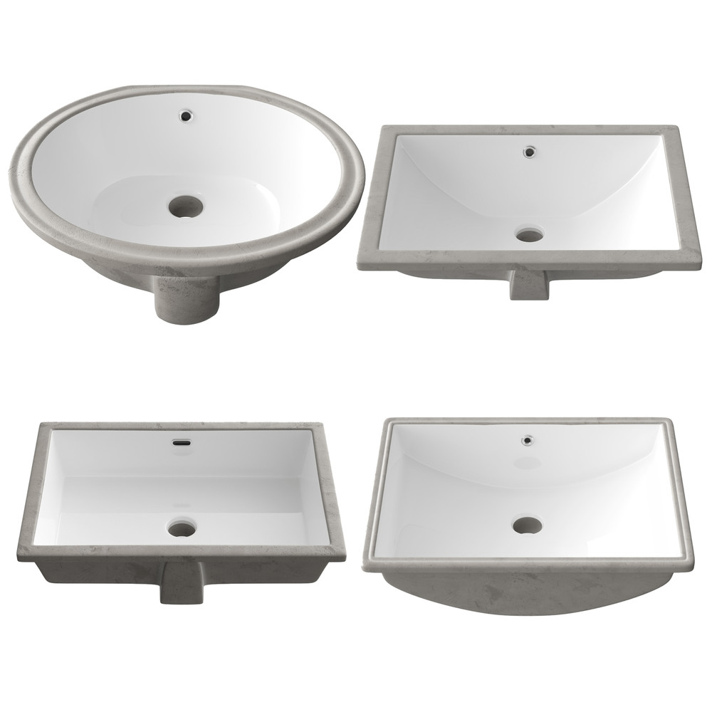 HOROW Wash Basin Sink Undermount Bathroom Sink CeramicVessel Sink Rectangular