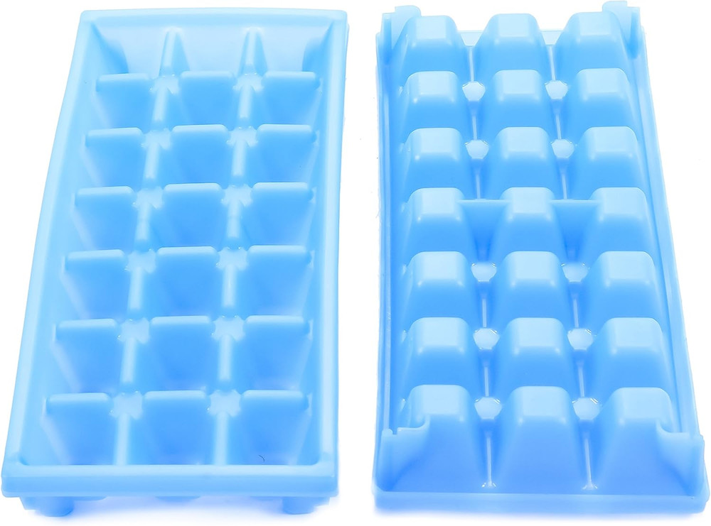 Camco Stackable Mini Ice Cube Trays Compact Spaces 2 Pack Blue