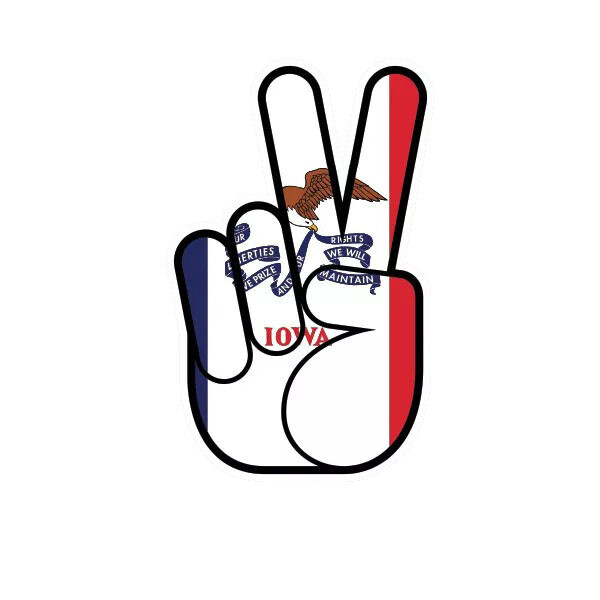 Iowa State Shaped Peace Sign Sticker Decal