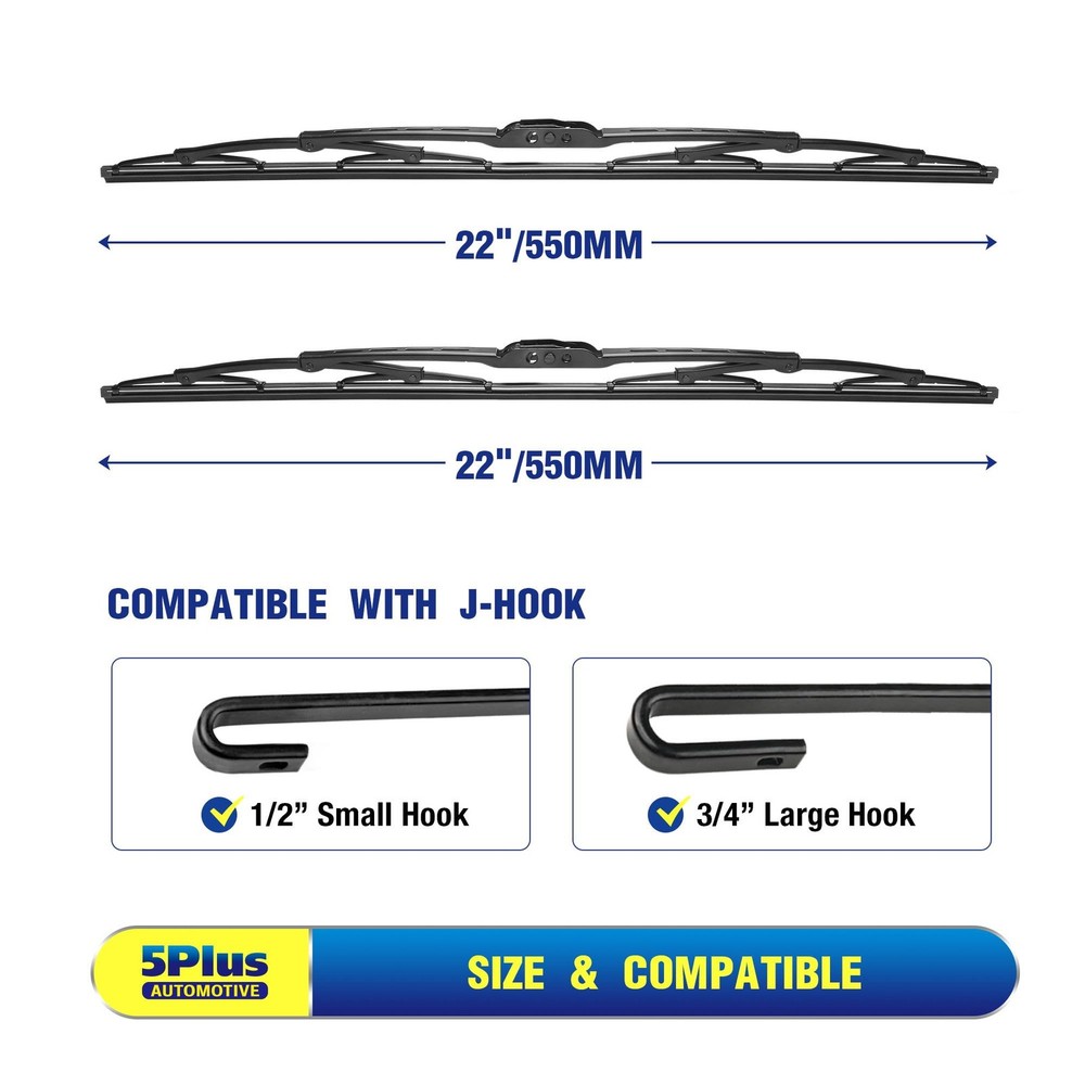 5 PLUS 22"+22" Conventional Windshield Wiper Blades Compatible with Dodge Ram...