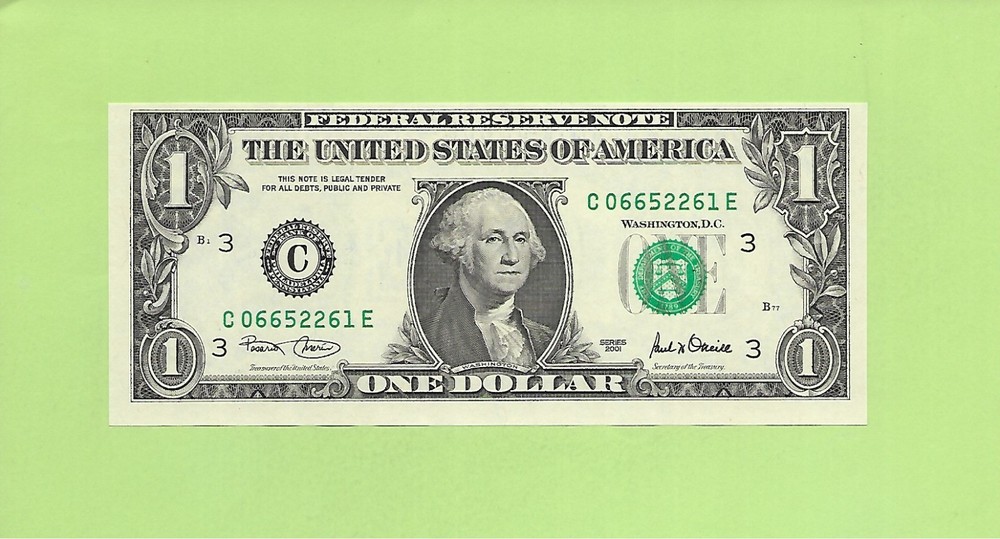 2001 ..UNCIRC $1  C 0665 2261 E   .... 2001 $1  C-E    66 & 22    NICE NOTE
