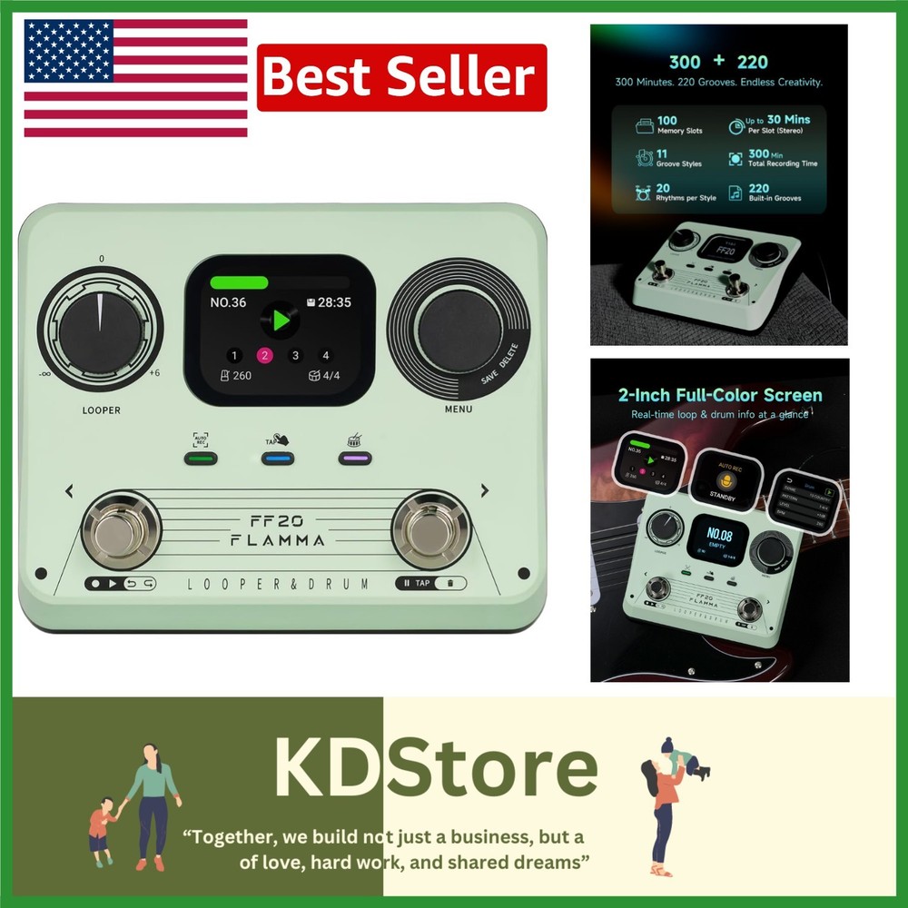 Multi-Function Looper Pedal with Drum Machine 300Min 220Grooves USB