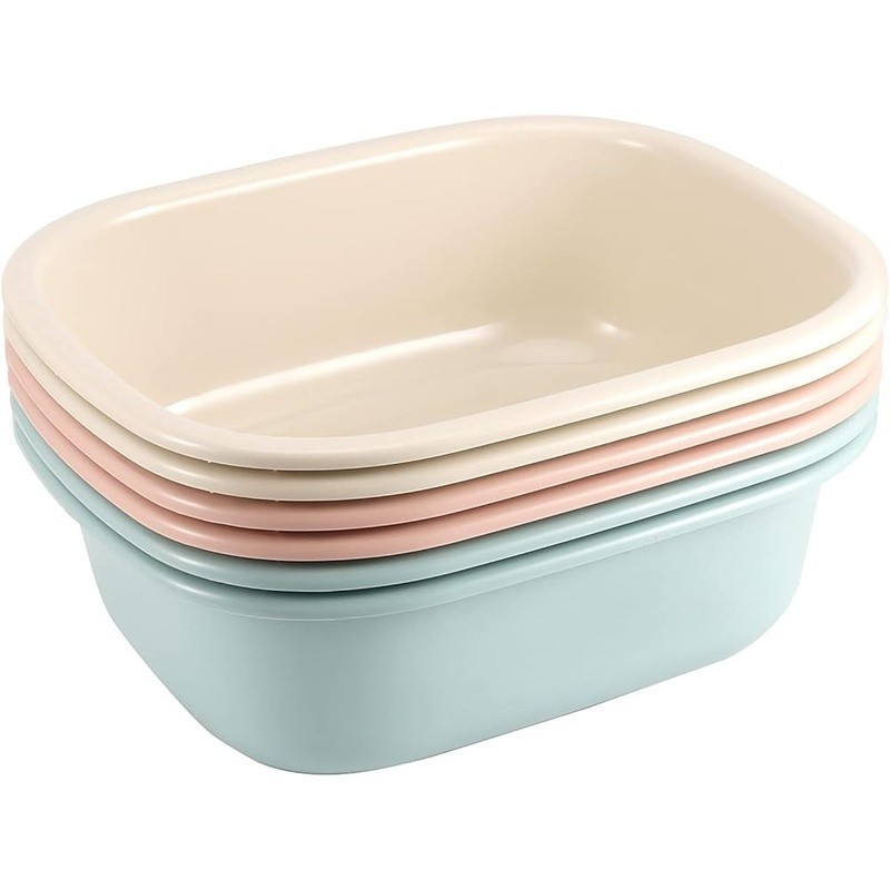 MultiPurpose Plastic Dish Pan Set 6 Packs Rectangular Wash Basin Home Use