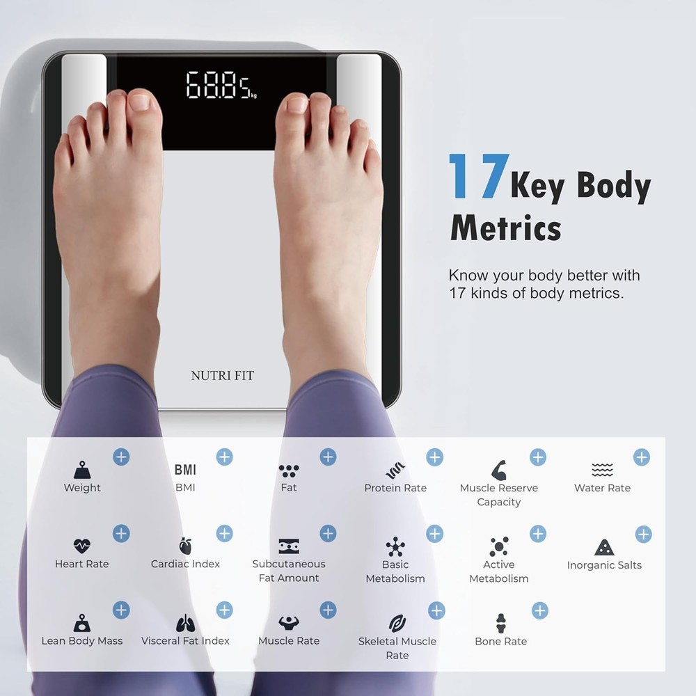 Smart Bluetooth Scale: 17 Metrics Body Composition Analyzer for Health Tracking