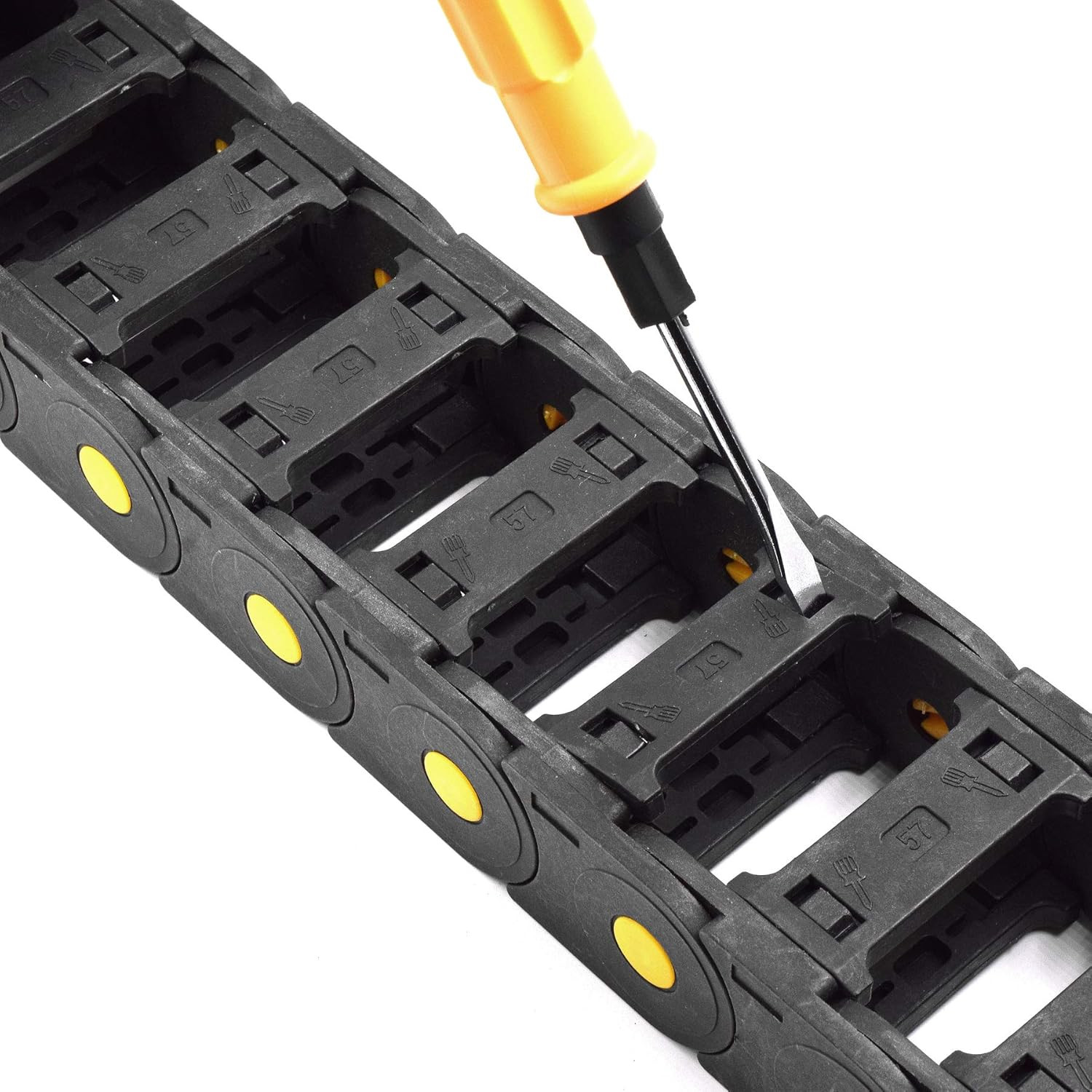 Plastic Drag Chain Cable Carrier Open Type with End Connectors R125 25 X 57Mm L1