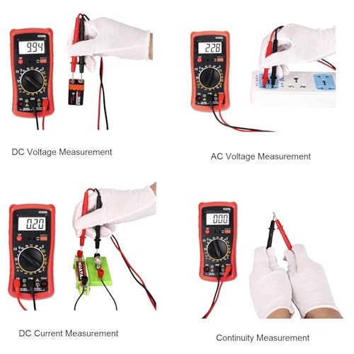 Digital Multimeter with Premium Probes, Measures AC/DC Voltage, Current, Red