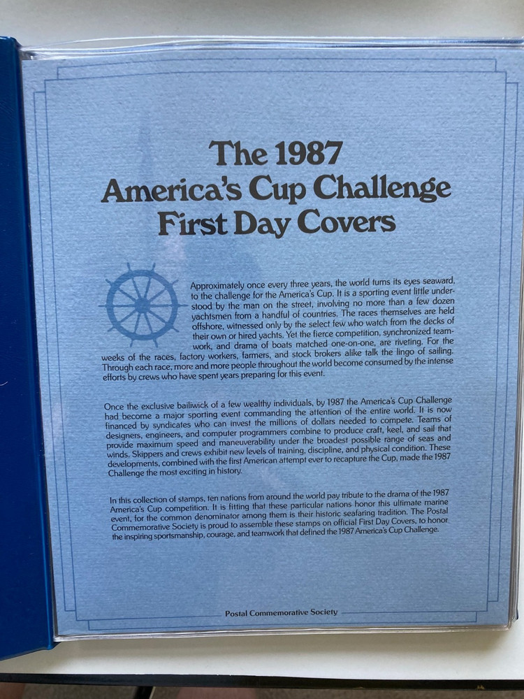1987 America's Cup Challenge FDC First Day Covers Postal Stamp Panel - Nice!