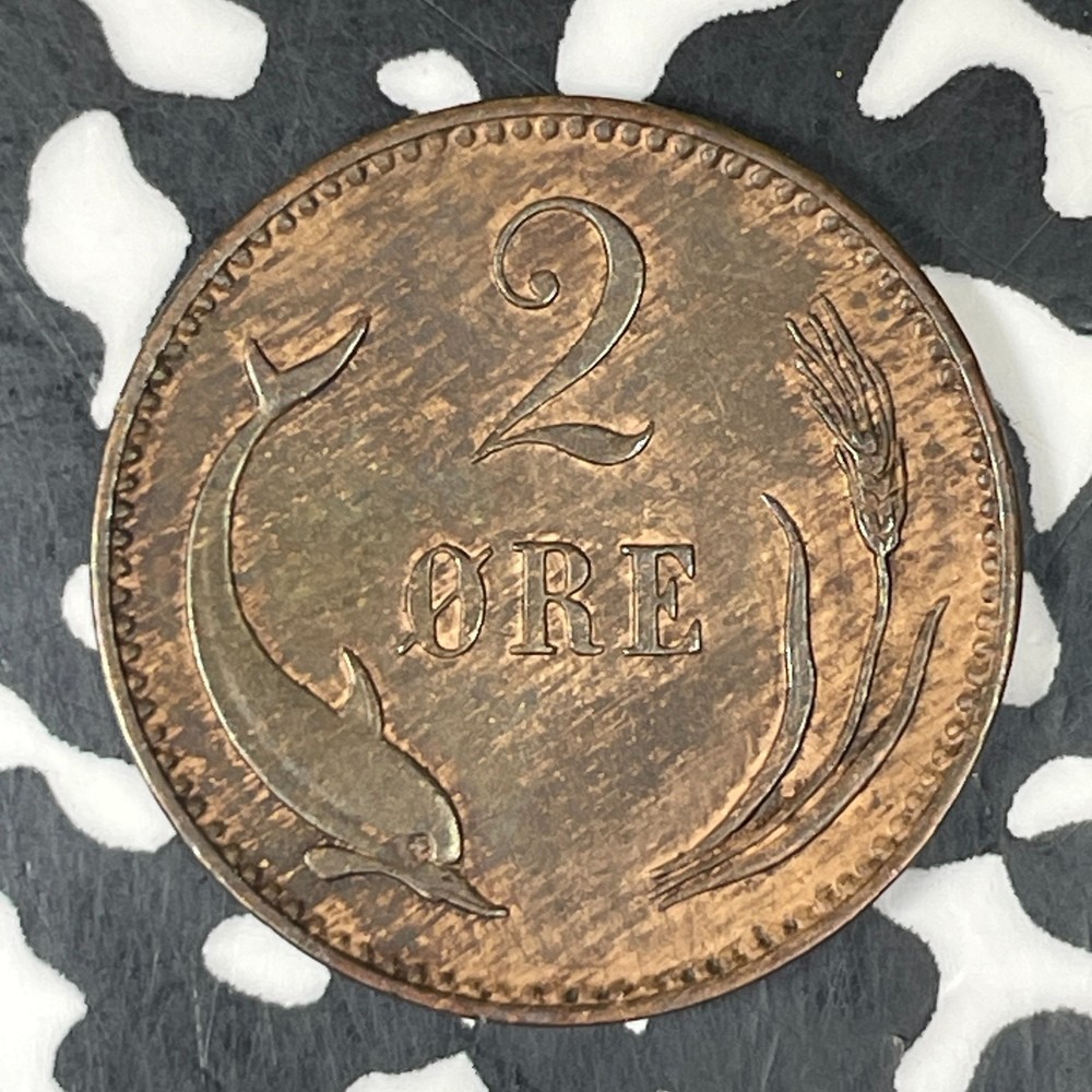 1902 Denmark 2 Ore Lot#C8126 High Grade! Beautiful!