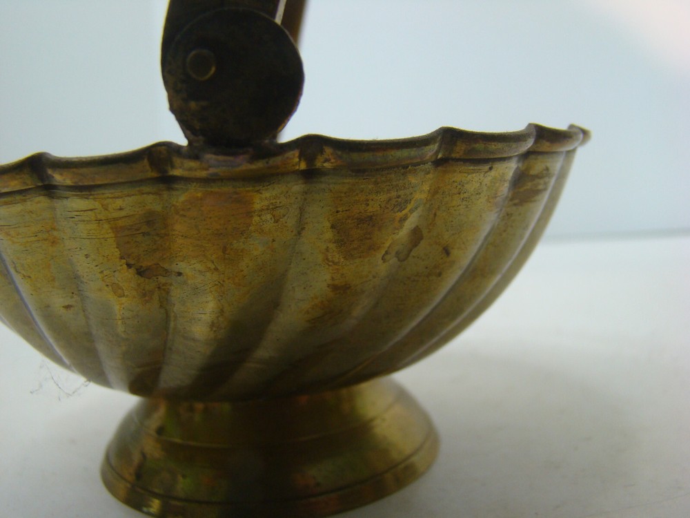 Vintage Solid Brass Basket Dish with Movable Handle trinkets candy
