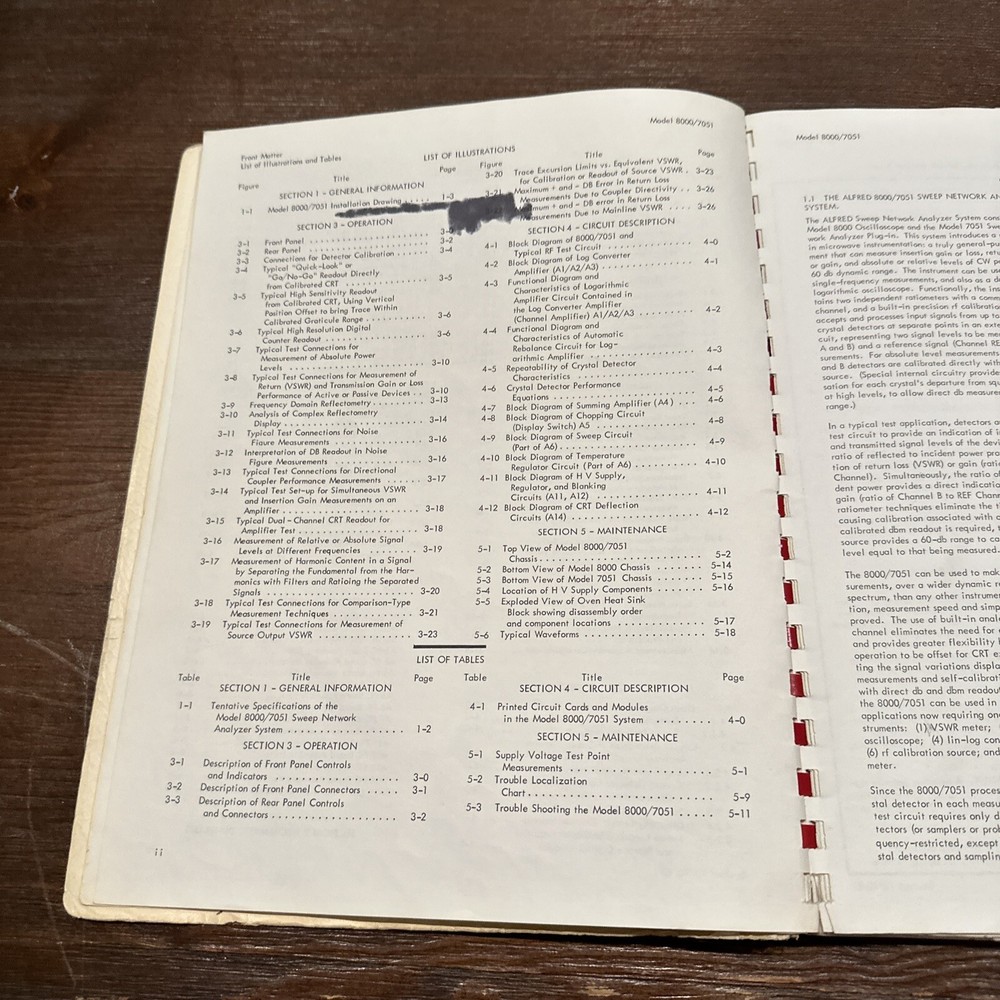 Alfred Electronics 8000/7051 Sweep Network Analyzer System Instruction 1966