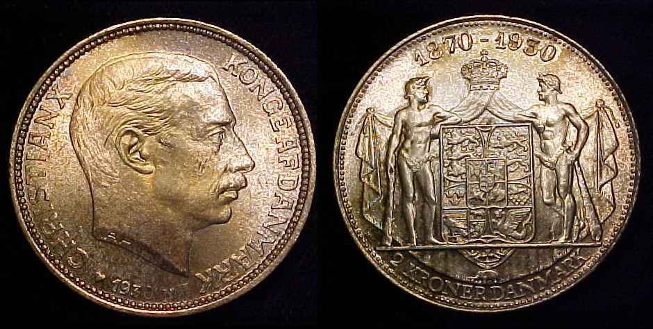 DENMARK 1930 2 Kroner Gem BU *Toned*
