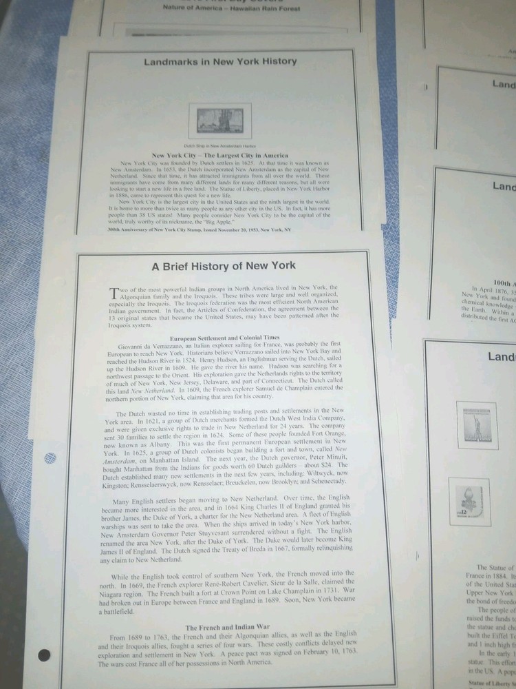 New York History 21 Clean Album Pages For Stamps/Covers Mystic Co. 2020 New