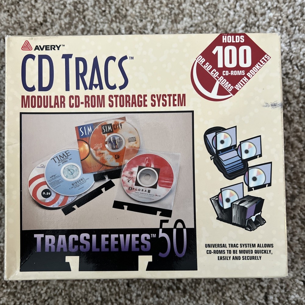 Avery CD Tracs Modular CD-ROM Storage System TracSleeves 50