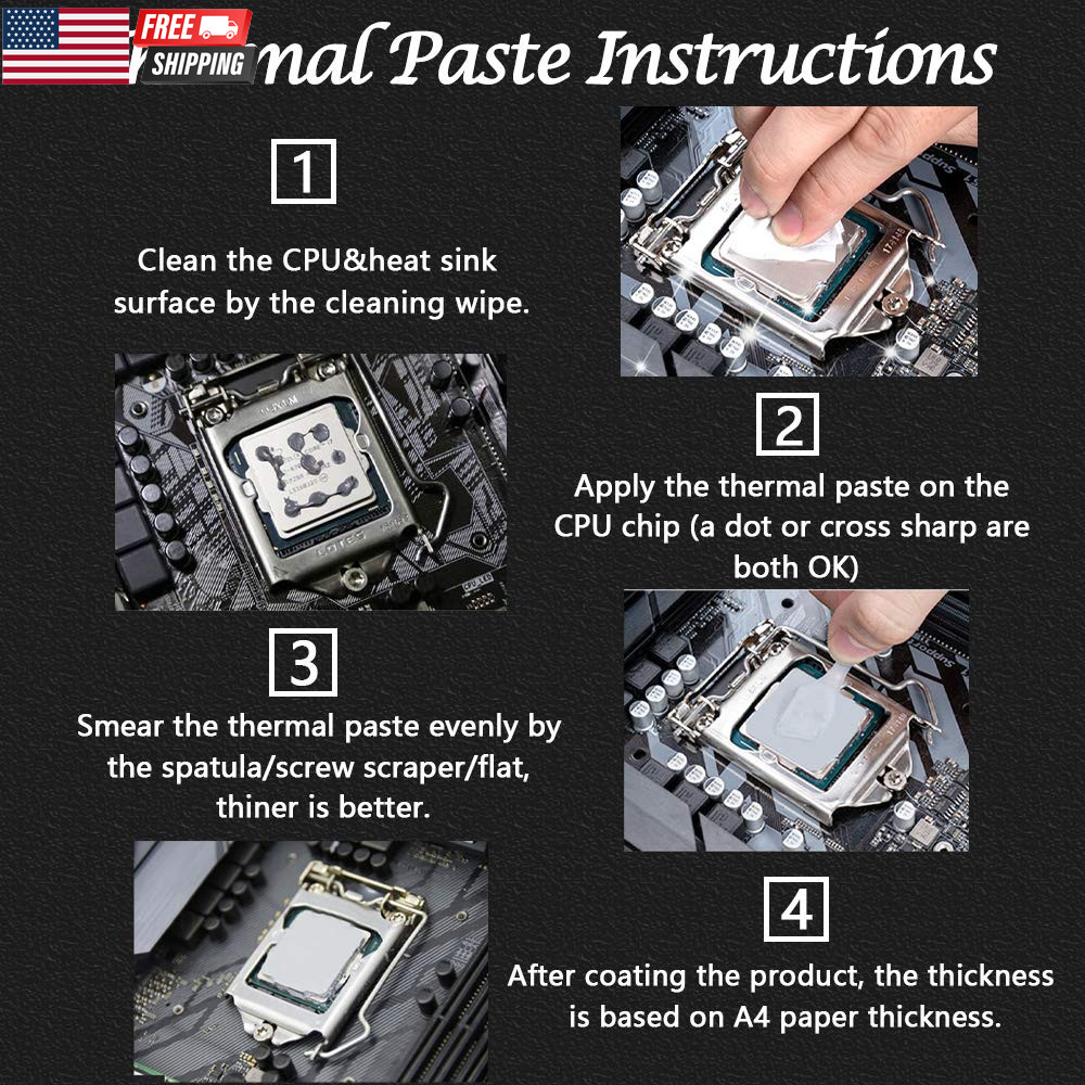 10 Pack HY880 Thermal Paste Kit 5.15 W/mK 1g/pc CPU GPU Heatsink Compound Comput