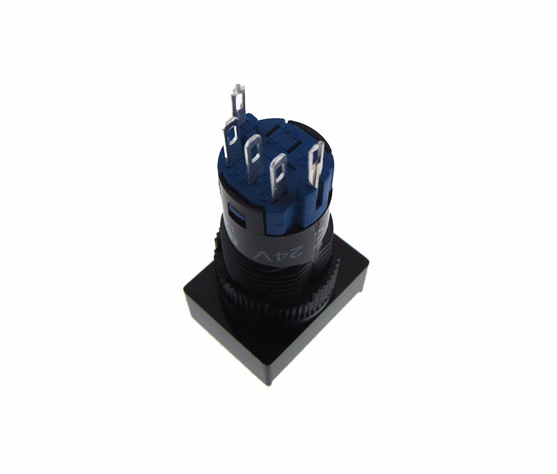 HQ D12mm Rectangle Pushbutton Switch w/ LED Panel Mount Solder Lug - Mom -Yellow