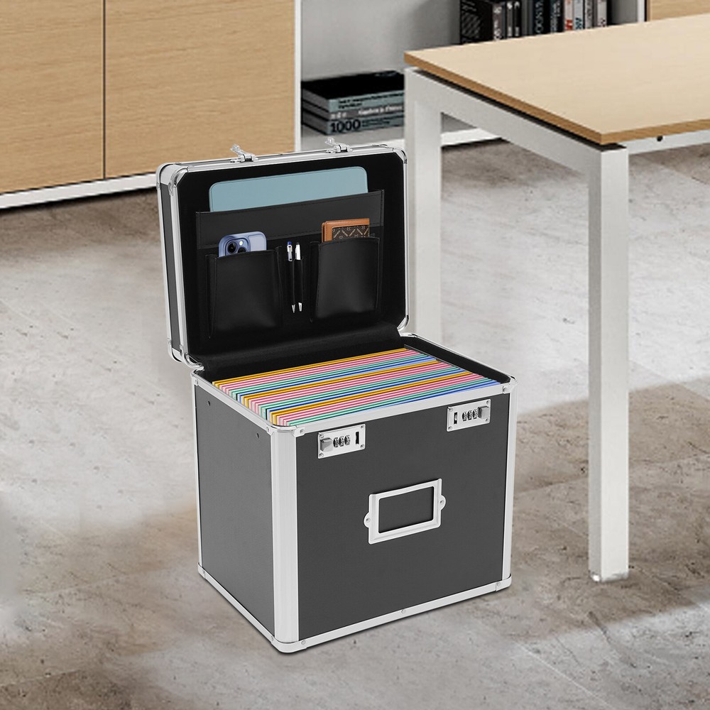 Large Portable Locking File Organizer Box for Documents & Supplies