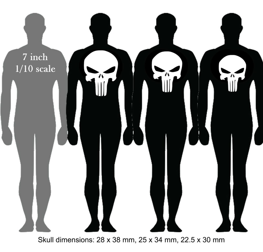 1/12 Scale Custom Waterslide Decals: Warzone Punisher Inspired Logos (White)