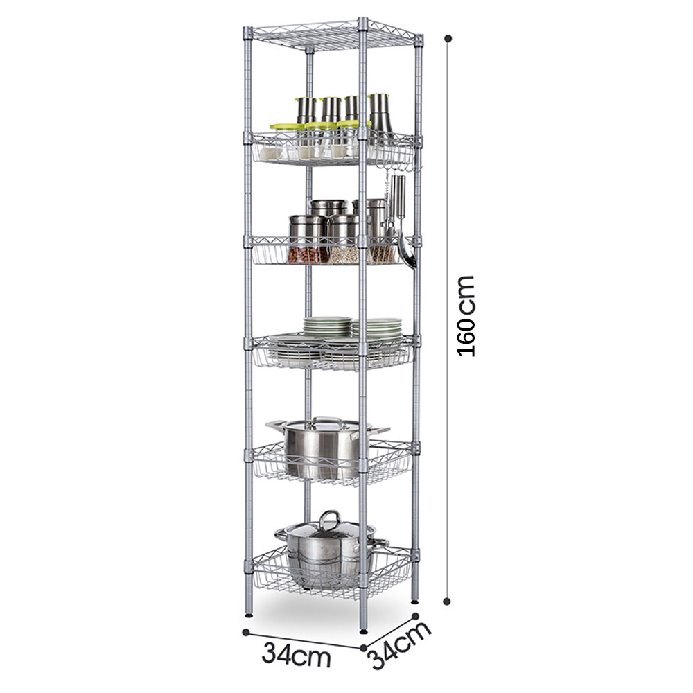 63" 6 Shelf Adjustable Coner Storage Shelving Unit Steel Organizer Wire Rack
