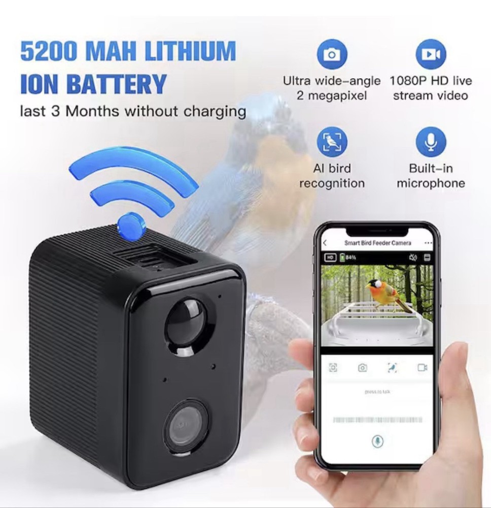 Smart Bird Feeder, Camera Solar Powered, HD Camera Auto Capture Bird