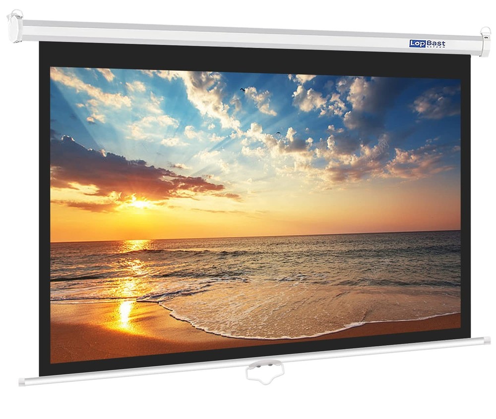 100INCH Manual Pull Down White Projector Screen 16:9 1.2 Gain Retractable Aut...