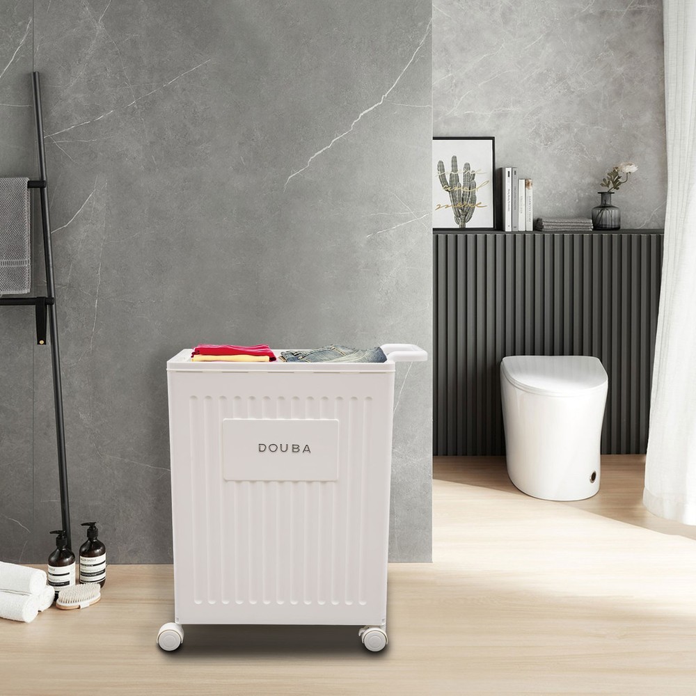 White Collapsible Storage Box with Lid & Wheels - Versatile Organizer
