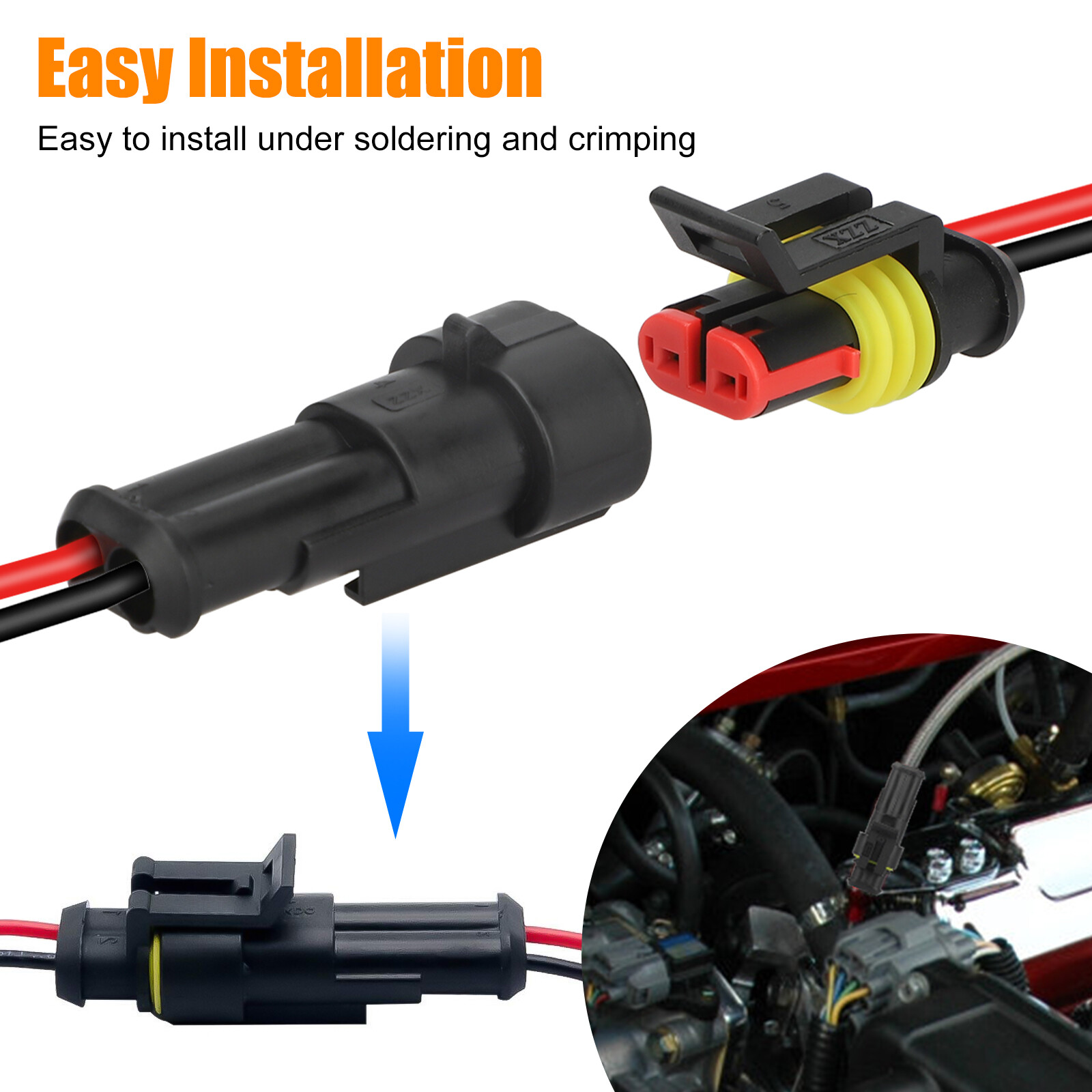 20X Car Waterproof Electrical Wire Cable Connector Male Female 2Pin Way Plug Kit