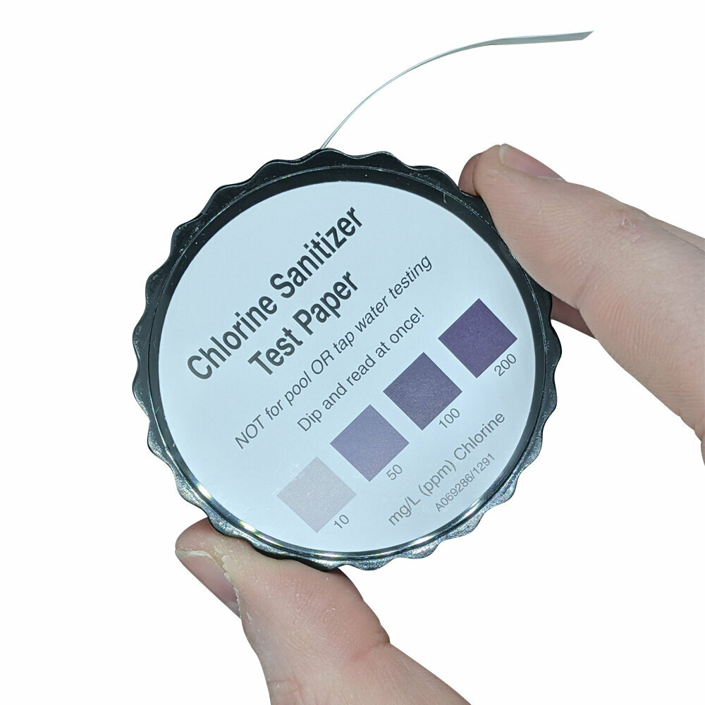 Restaurant Sanitizer Chlorine Test Paper, 10-200 ppm [5 Meter Roll]