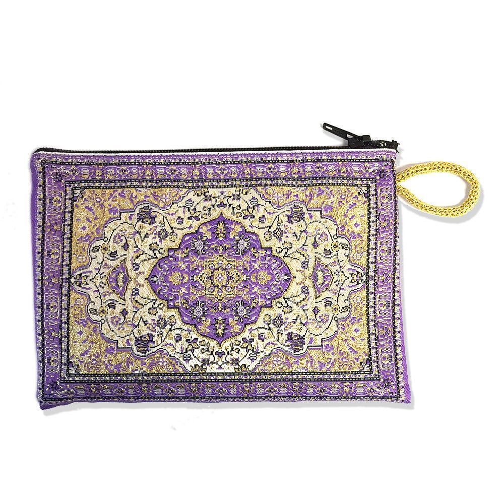 Purple Tapestry Keepsake Coin Purse Pouch 5 1/2 Inch Width