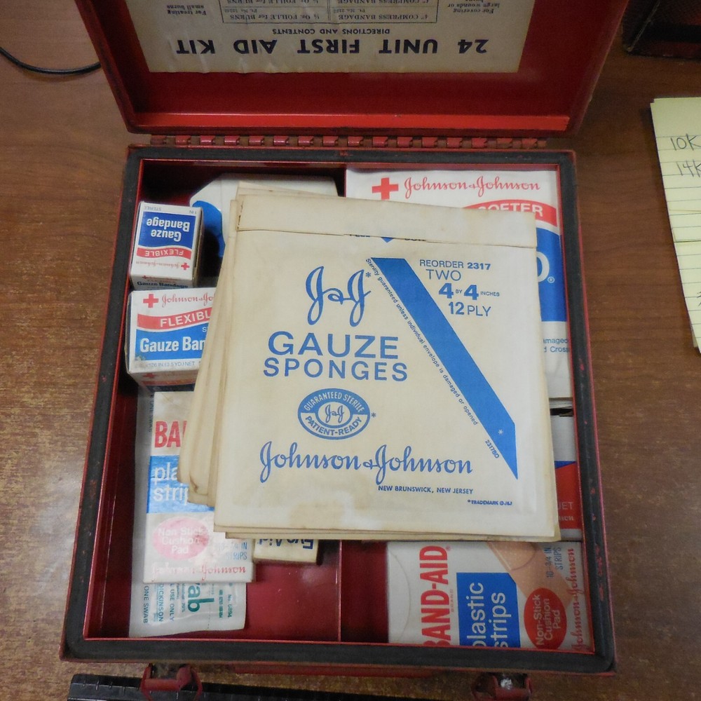 Vintage MSA Wall First Aid Kit--with contents