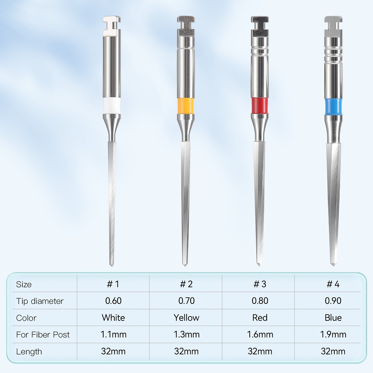 Dental Endodontic F Drill Reamers Fiber Post Drills Reamer 32mm 1-4# AZDENT